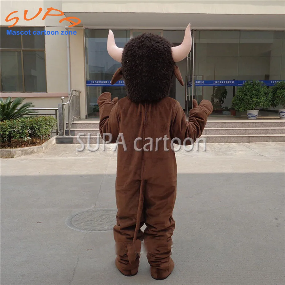 

Free air shipping lovely style plush buffalo costume/brown adult Ox Bull Cattle Calf costume with brown color for sale