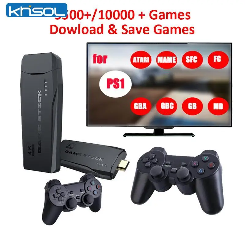 

Video Game Consoles 4K HD 2.4G Wireless 10000 Games 64GB Retro Mini Classic Gaming Gamepads TV Family Controller For PS1/GBA/MD
