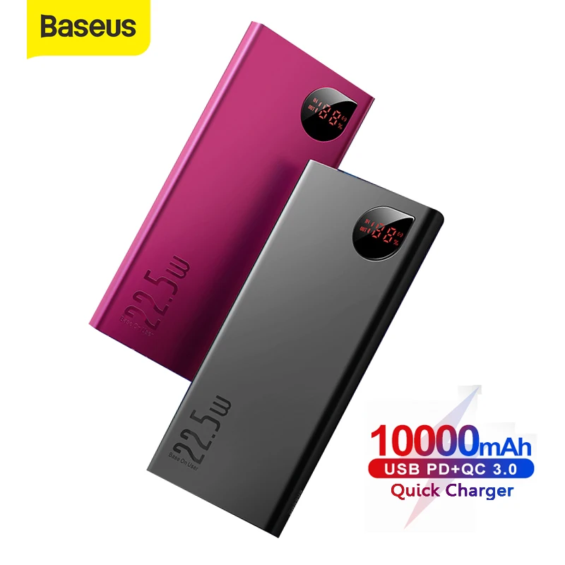 

Внешний аккумулятор Baseus, ёмкость 10000мАч, мощность 22,5Вт, порт USB C, поддержка быстрой зарядки QC 4.0/3 0 и PD, подойдёт для телефонов