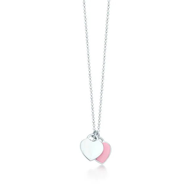 

High Quality 1:1 TTFF 925 Sterling Silver Double Love Necklace Jewerly Original Design Model Superb Lettering Process.