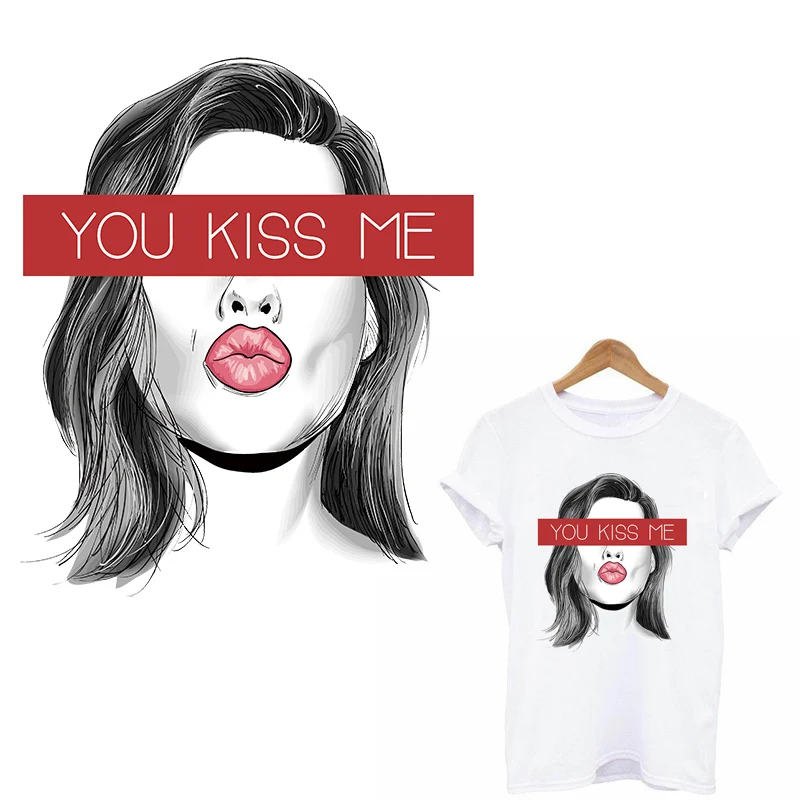 Термонаклейки на одежду YOU KISS ME модные термонаклейки для девочек | Дом и сад