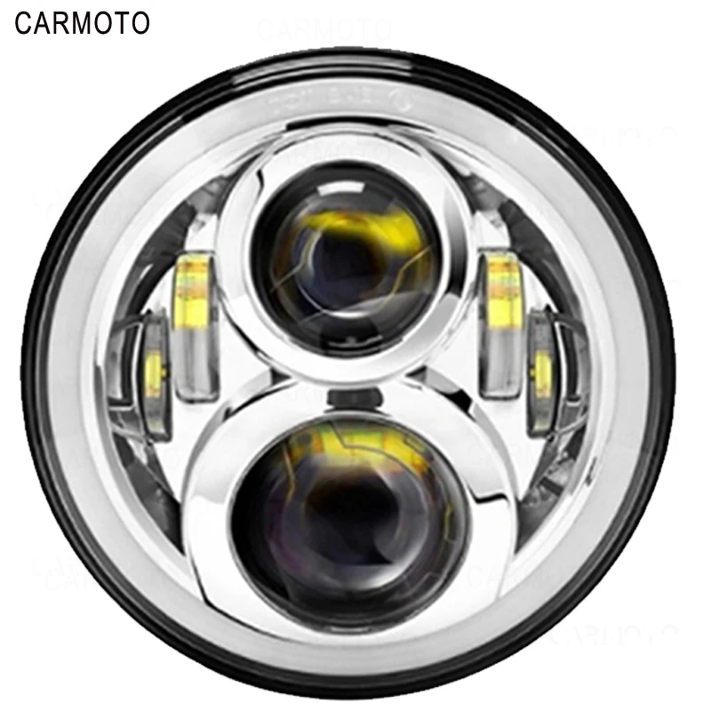 1pcs 7 Inch DOT SAE E9 Motorcycle Headlamp with angle eye Led Headlight 7inch housing bucket trim ring for Touring Electra Glide