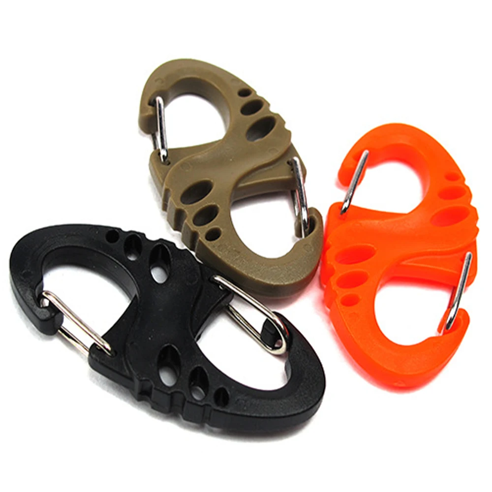 

10pcs Climbing Carabiner Clip Keychain for Backpack Outdoor Buckle Snap Lock Clasp Hook Hanger Hang Fastener Dual Buckle Shackle