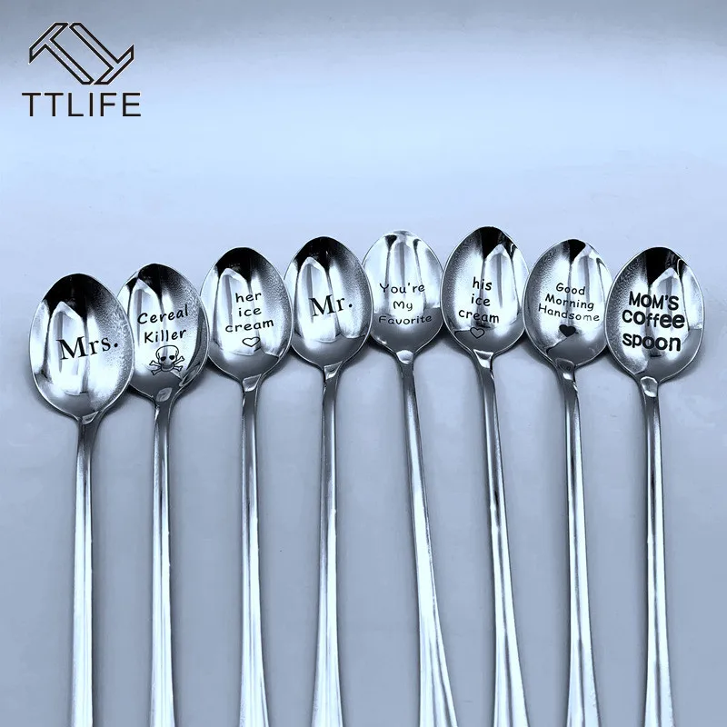 SEAAN Good Morning Красивая/красивая пара ложка с длинной ручкой для кофе чая мороженого