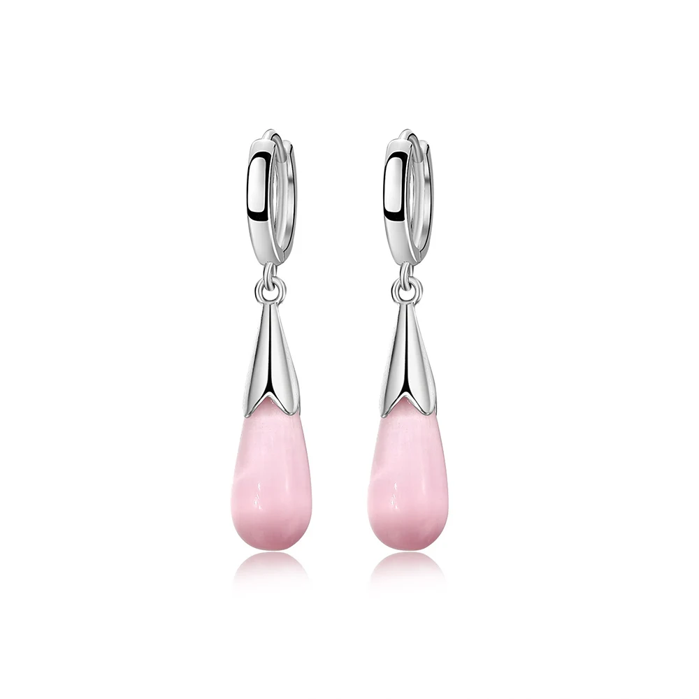 НОВЫЕ шикарные женские серьги с опалом розового и белого цвета классические из