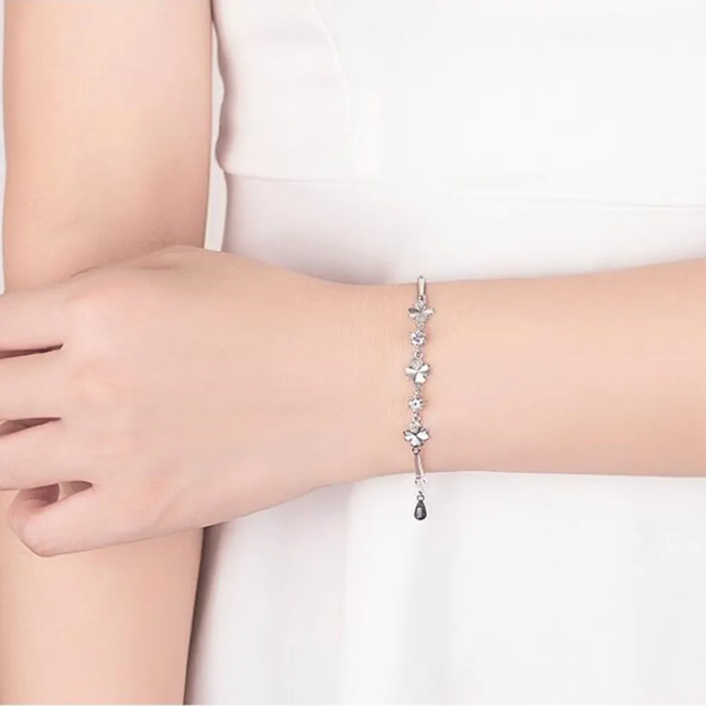 

NEHZY 925 sterling silver bracelet fashion jewelry purple crystal flower pattern retro simple spring buckle bracelet 20.8CM