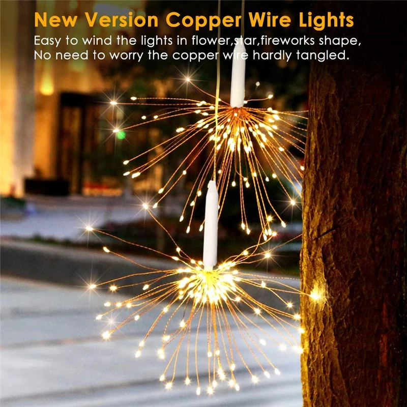 Складная светодиодная гирлянда в форме букета фейерверк на батарейках