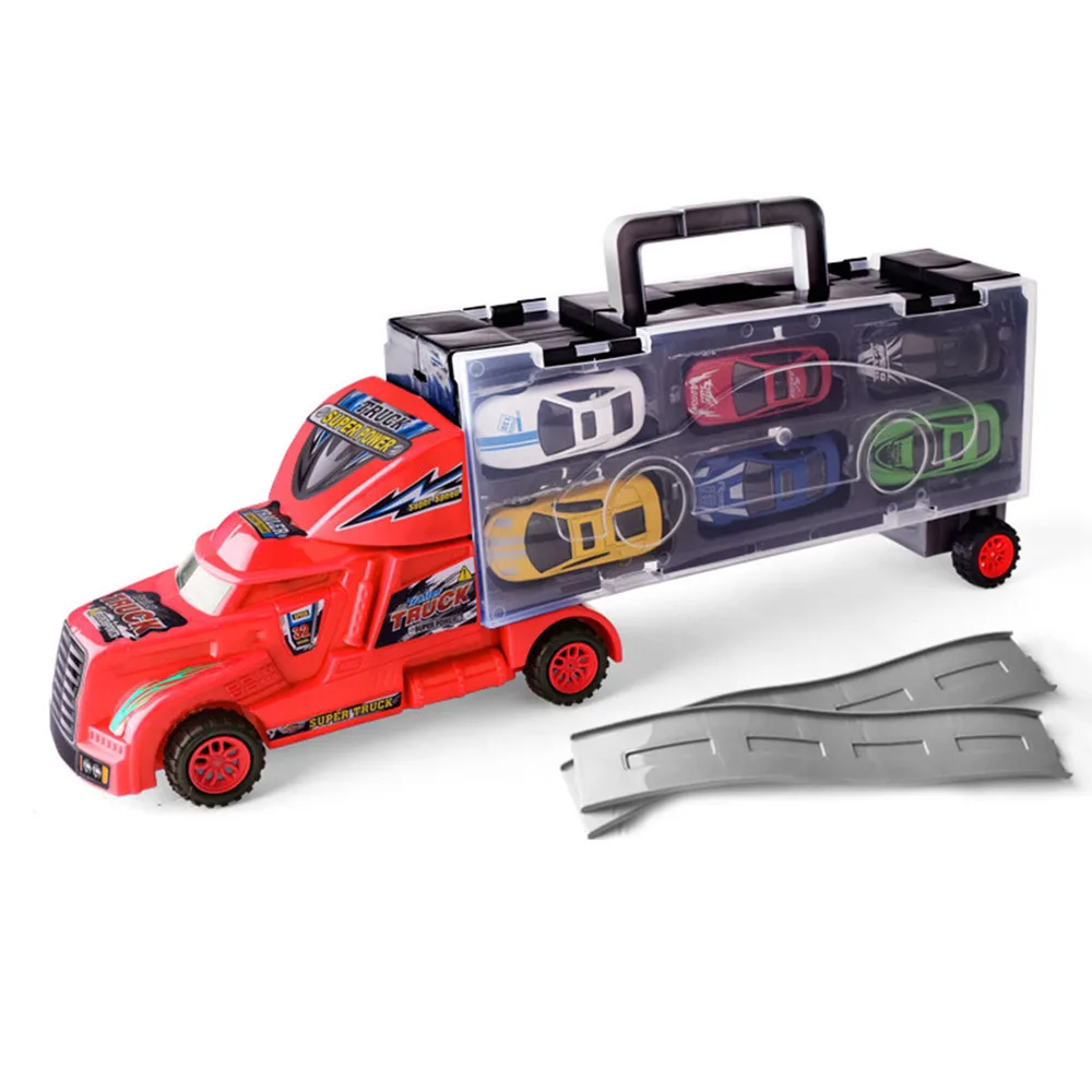 

15pcs Truck Transport Car Carrier Mini Transporter Vehicle Model Kids (Random Color)