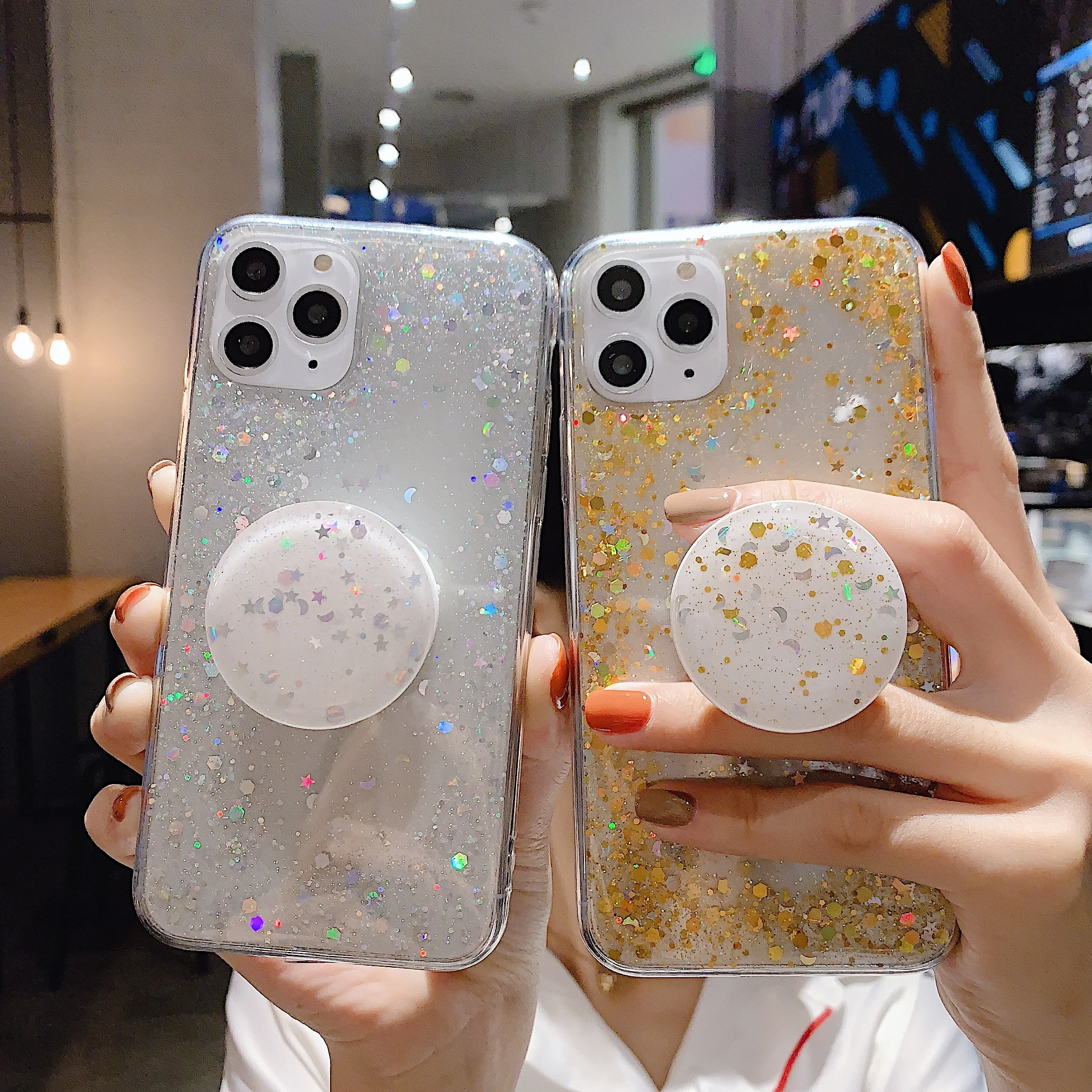 Новый яркий блестящий чехол для телефона с кронштейном iPhone 11 11pro max xr xs 7 8 Plus задняя