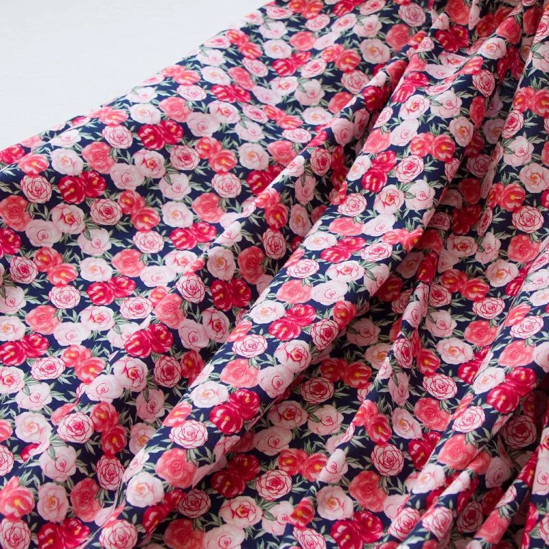 

145x50 см 60s розовый винтажный принт хлопок поплин Ткань для шитья, детская одежда женская ткань