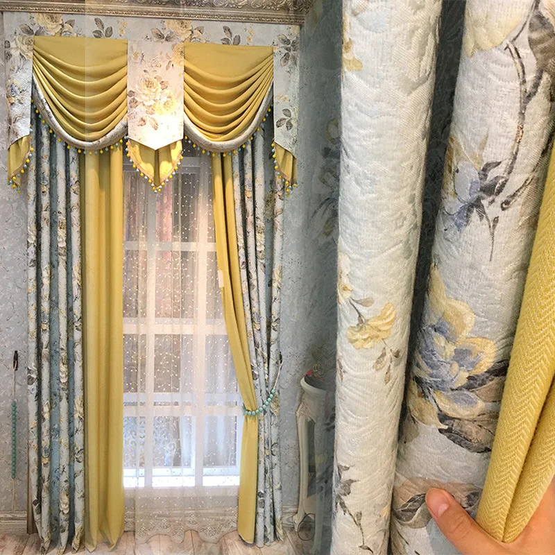 Высококачественные жаккардовые шторы из хлопка и пеньки в европейском стиле для