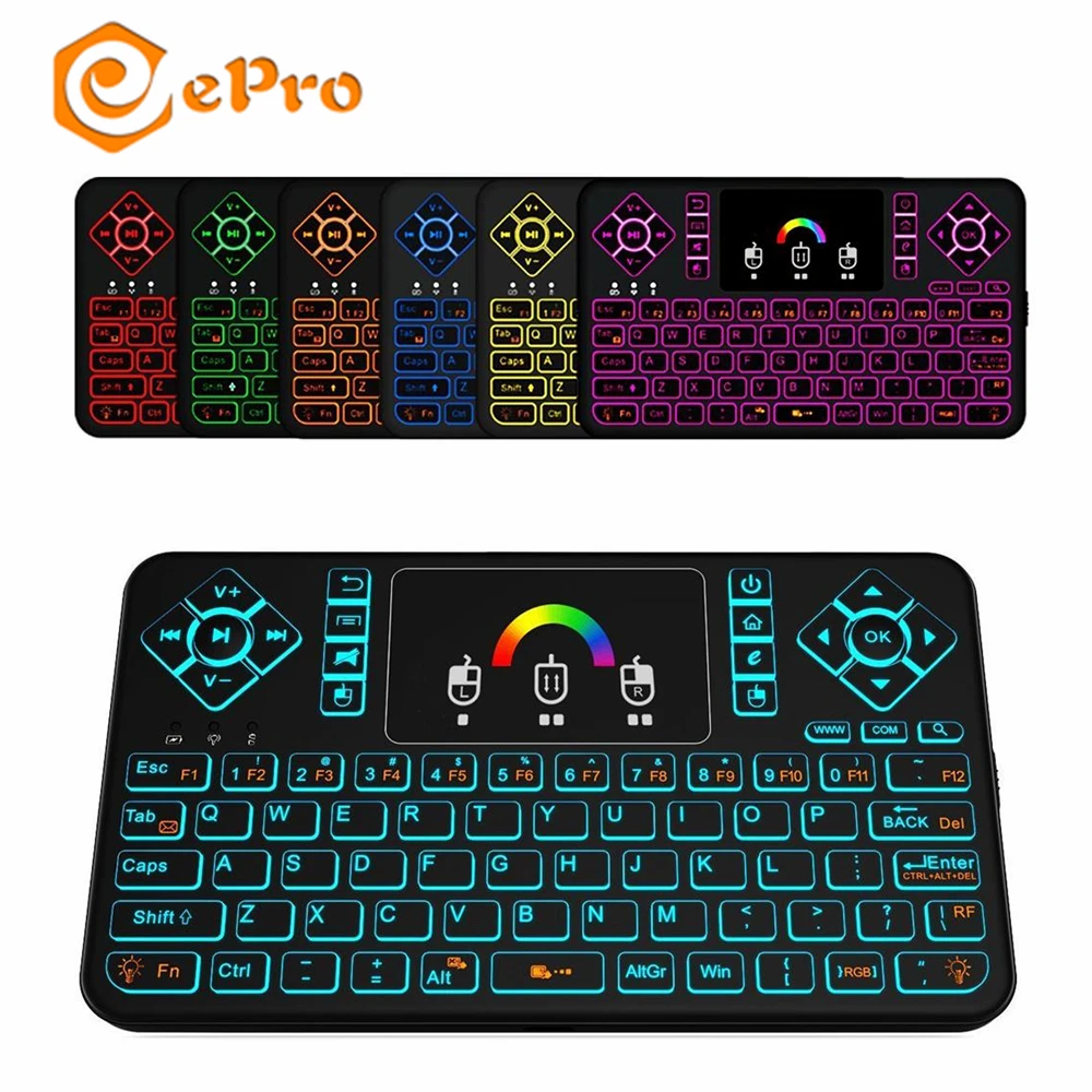 TZ Q9 2 4 ГГц Беспроводная мини клавиатура RGB сенсорная панель с подсветкой Air mouse для