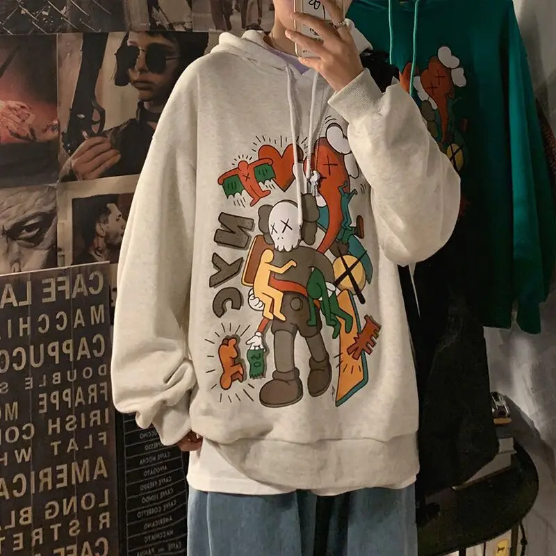 

2021 Fall Winter Insts popular logo hoodie and velvet hoodie men trend loose handsome clothes hip-hop hoodie