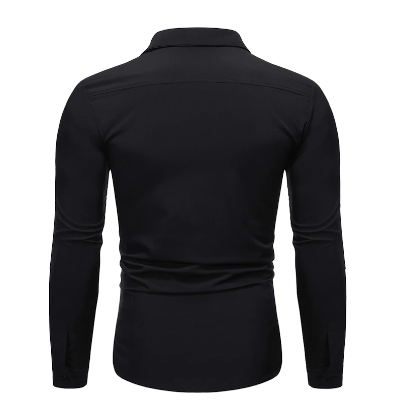 

2019 New Men's Sexy Deep V Neck Shirt Male Slim Fit Turn-down Collar Long Sleeve Shirt Shirt Men Party Nightclub Shirt Tops 2XL