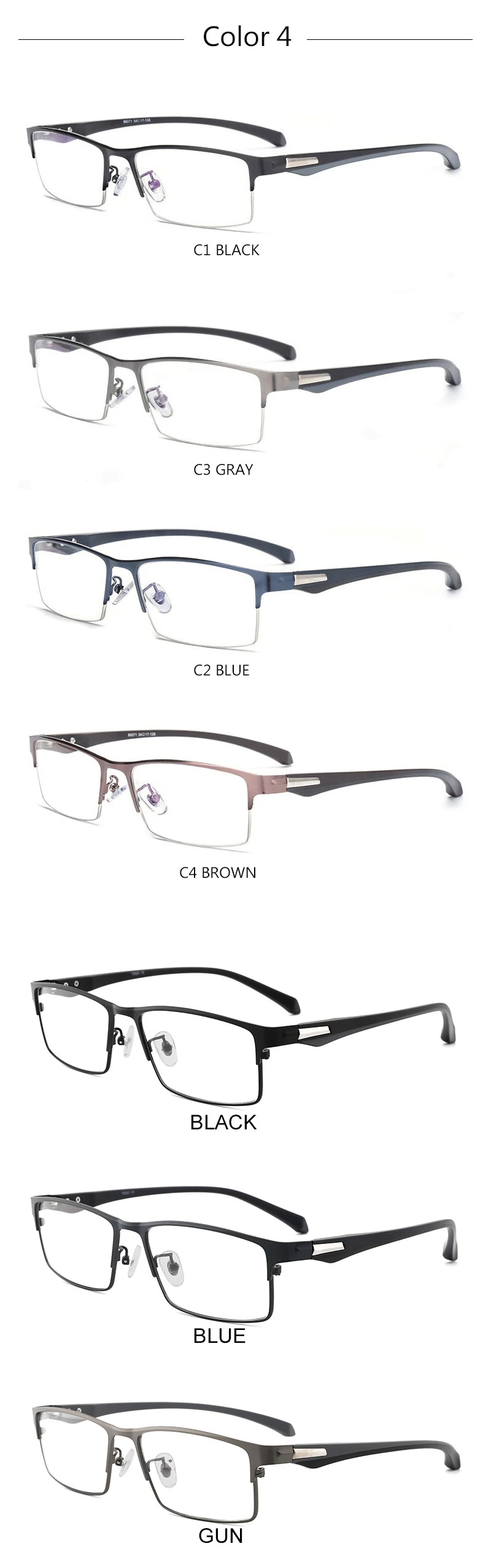 Men Myopia Glasses Frames Half&Full Male Eyeglasses Frame Fashion Metal Eyewear TR90 legs Prescription Optical Grade Glasses