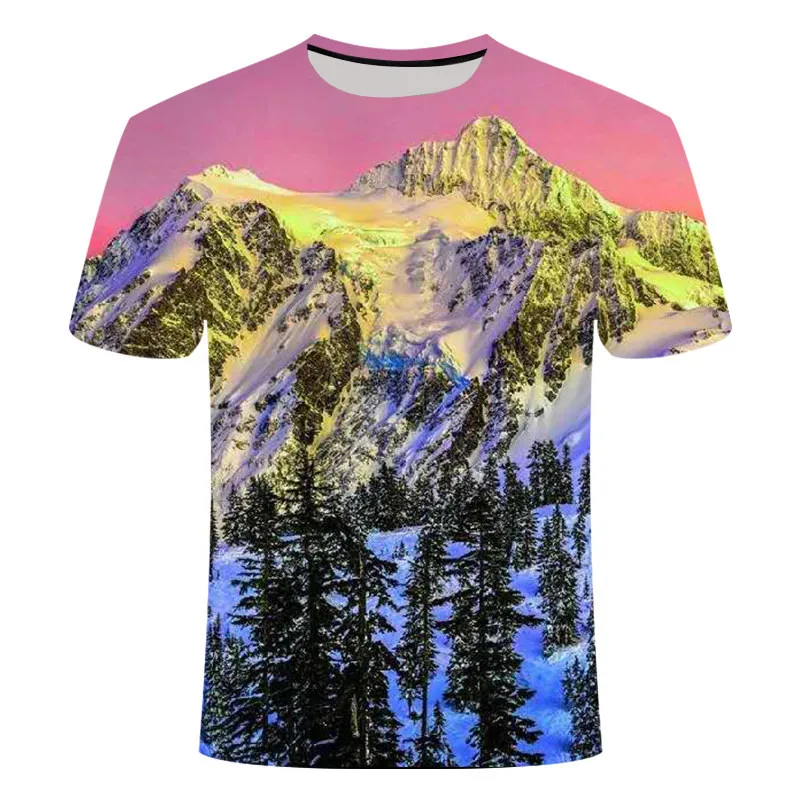 

Summer Men's Tops Natural Landscape Pattern Casual 3D Printed T-shirt Unisex Fashionable Comfortable Short Sleeve T-shirt S-5XL