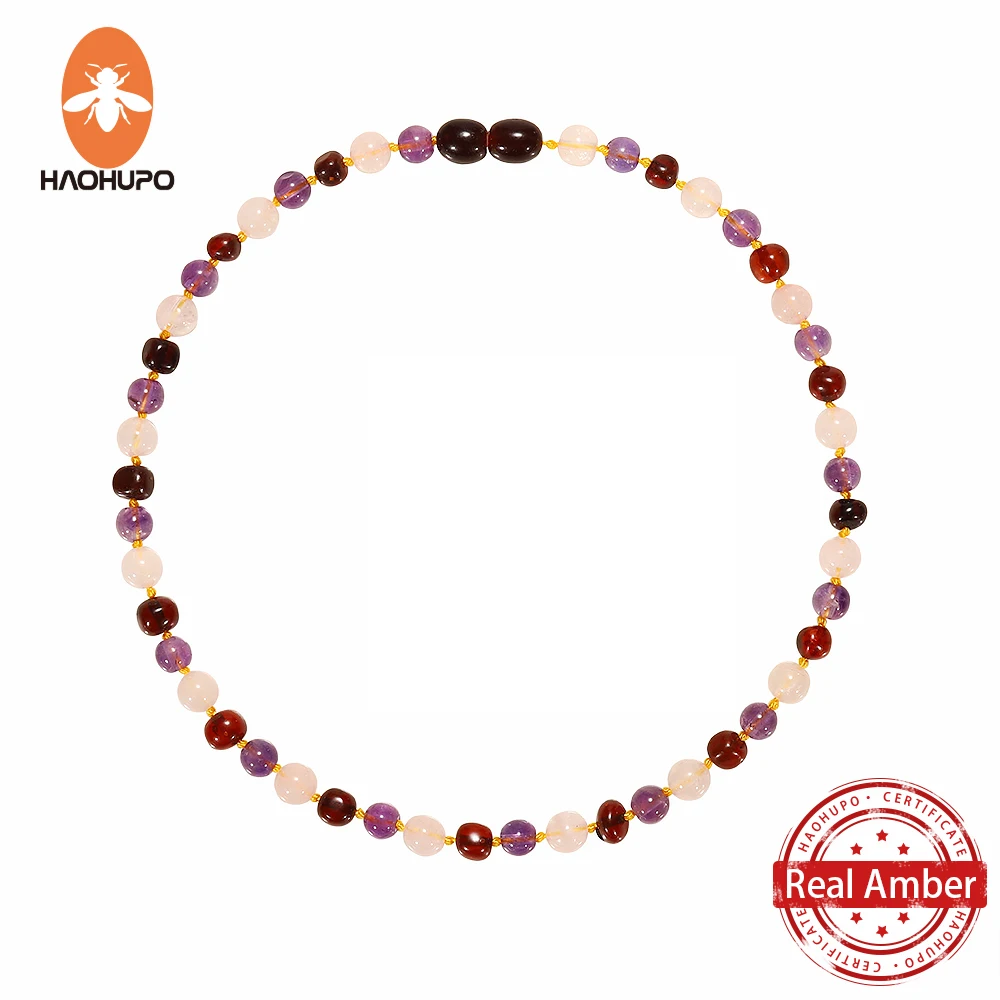 

HAOHUPO Top Hot Quality Cherry Fashion Nature Stone Baltic Jewelry Amber Necklace Women Necklace Jade Handmade Baby Necklace