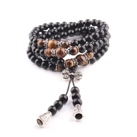 black 108 prayer beads tiger eye stone bracelet necklace crystal strand rosary lucky amulet jewelry bracelets for women