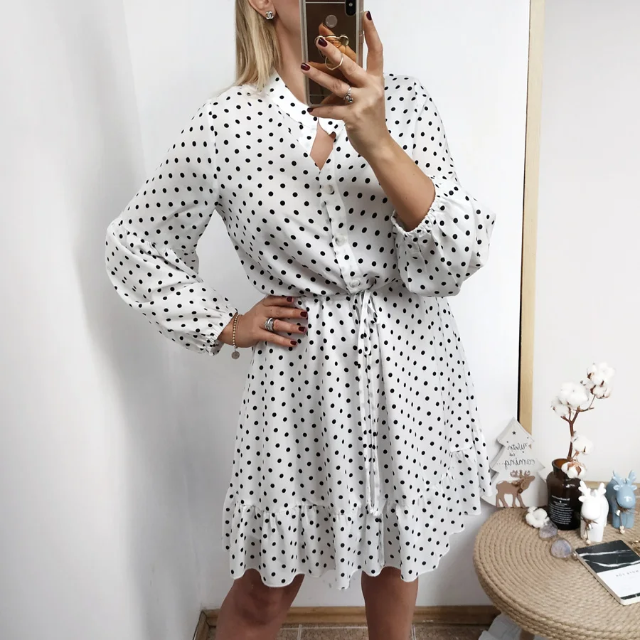 Платье женское Винтажное с принтом в горошек пикантный пляжный сарафан V