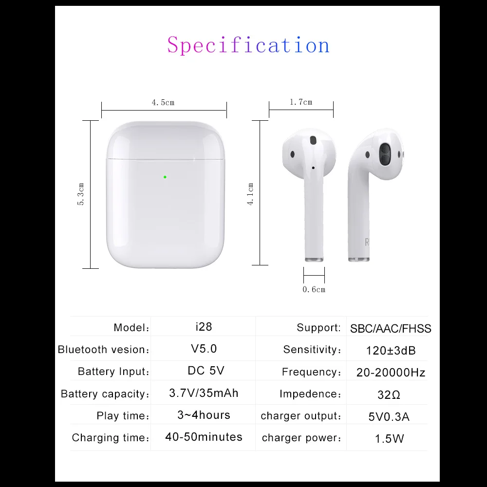 

Wireless Bluetooth Earphone Pop- up Headphone Smart in Ear Sensor Touch Control Wireless QI Fast Charging Support Mini Headset