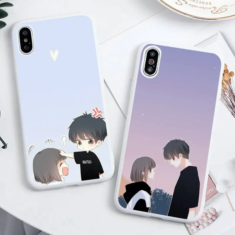 

Couple cute love anime Phone Case Candy Color for iPhone 6 6S 7 8 11 12 XS X SE 2020 XR mini pro Plus MAX funda