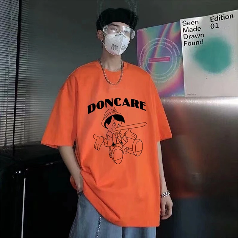 

21SS New Hip-hop Singer With The Same T-shirt Chest Cartoon Print Cotton Short-sleeved Oversized Version Of The Couple Clothing