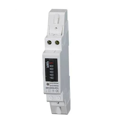 

1P Din Rail Single Phase Analog Counter Electricity Power Consumption Wattmeter Energy Meter Watt kWh 5-30A AC 220V 230V 18mm