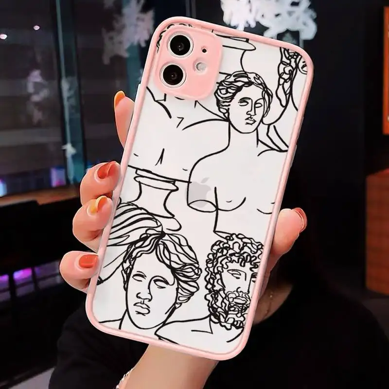 

Funny Abstract Women Face Line Phone Cases matte transparent For iphone 7 8 11 12 plus mini x xs xr pro max cover