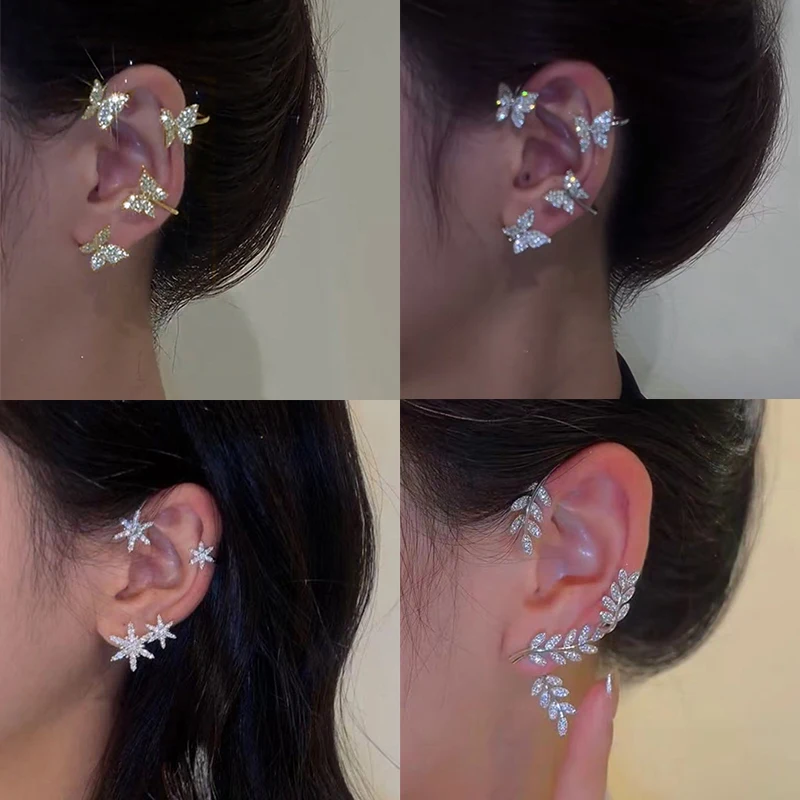 

Shining Zircon Butterfly Ear Cuff Ear Clip for Women Girls Fashion No Piercing Ear Cuff Ear-hook Party Wedding Jewelry Gift