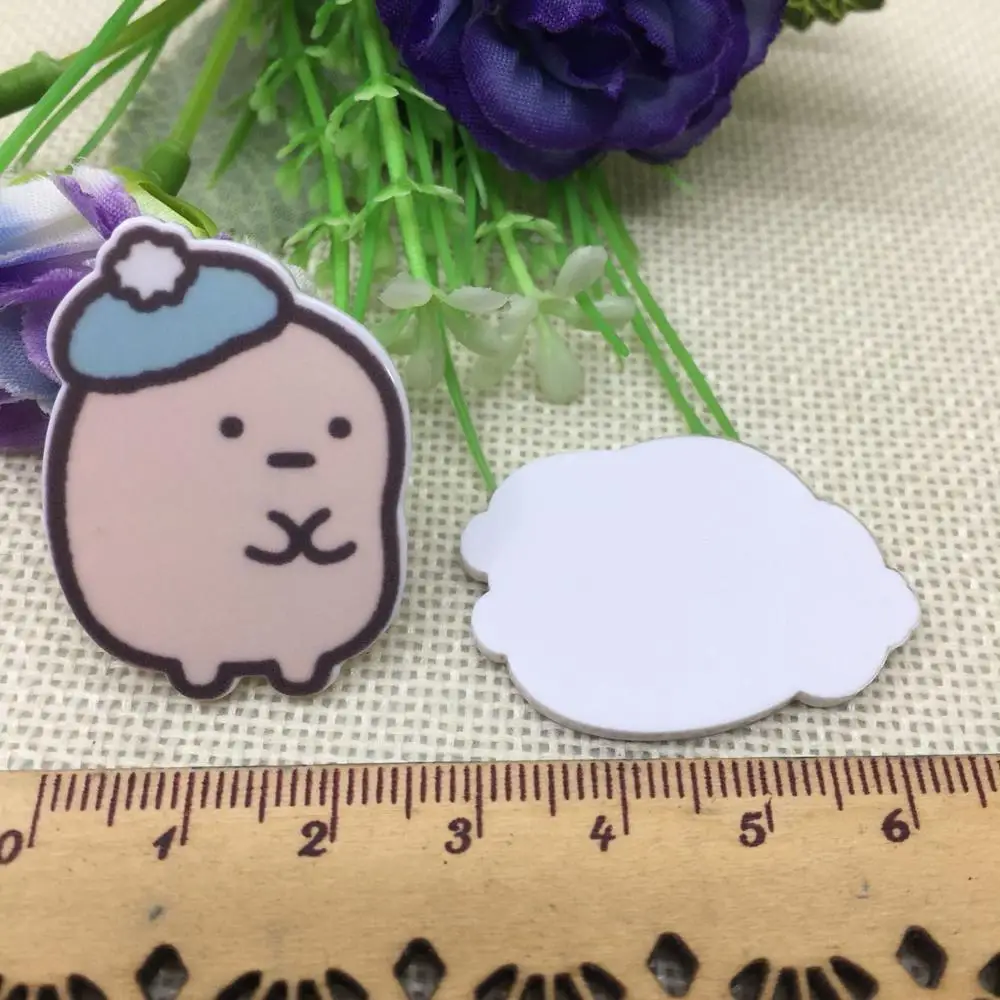 Белый 10 шт/лот японский мультфильм DIY милый девочка Праздничное оформление дома ремесла плоские пластмассовые резиновые аксессуары для волос ремесла - Цвет: Белый