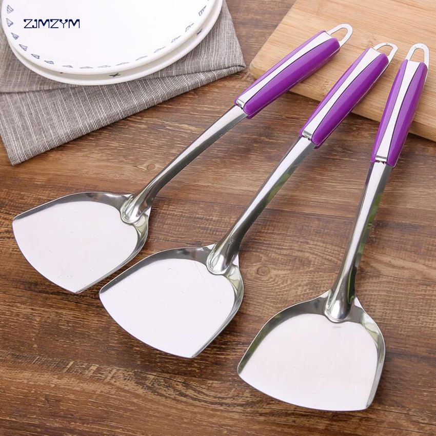 

new 1 pcs nonstick stainless steel kitchen cooking slotted spatula egg frying pan spatula for non-stick pan