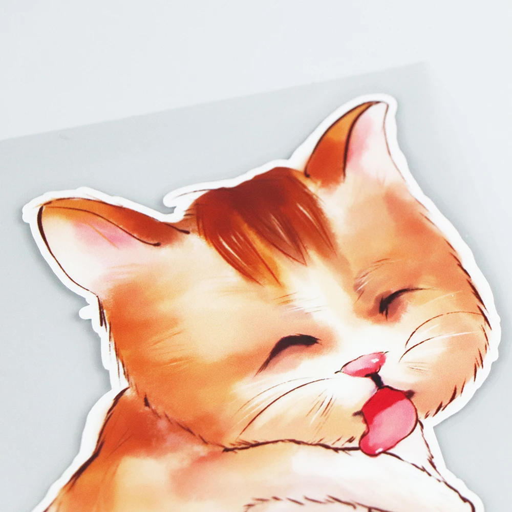 

YOJA 16.316.2CM Cartoon Cat Washing Face Funny Scratch Occlusion Decoration Creative Car Stickers 19B-0109