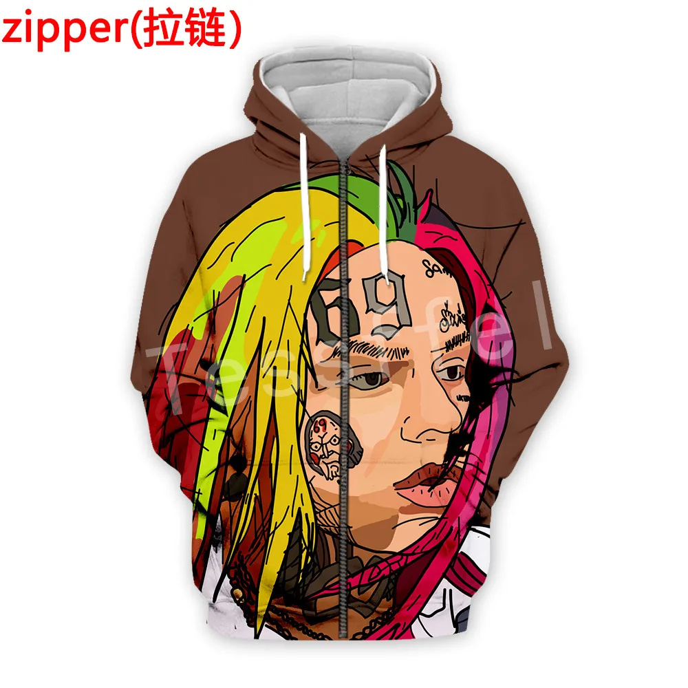 Tessffe хип хоп персонажи рэпера Tekashi69 6ix9ine Новая мода Harajuku уличная одежда унисекс