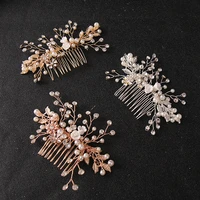 floralbride handmade crystal rhinestone pearls ceramic flower bridal hair comb wedding headpieces hair accessories women jewelry