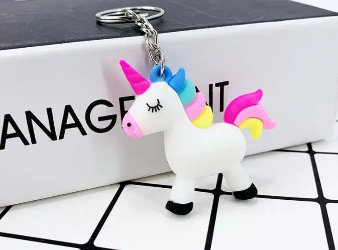 

100 шт./лот милый силиконовый большой единорог брелок многоцветные брелки с лошадью цветной Единорог брелок