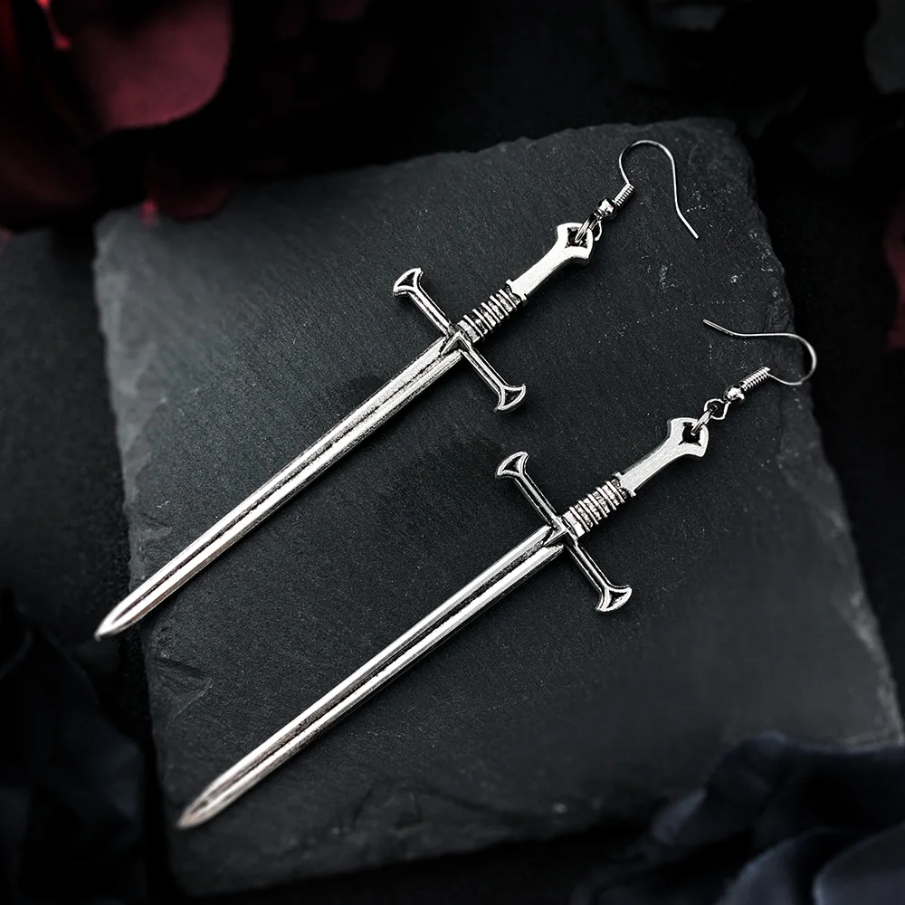 Goth Sword Crosses Earring For Women Vintage Sword Dangle Earring Halloween Party Gothic accessories VG002
