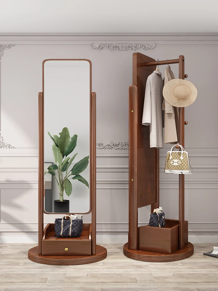 

Полноразмерный зеркальный шкаф zq для спальни для девочек с гардеробным зеркалом, встроенное зеркало для пола, вращающееся зеркало с крючко...