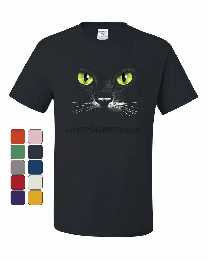 Cat Green Eyes T-Shirt Animal Pet Lovers Kitten Huge Face Tee Shirt |