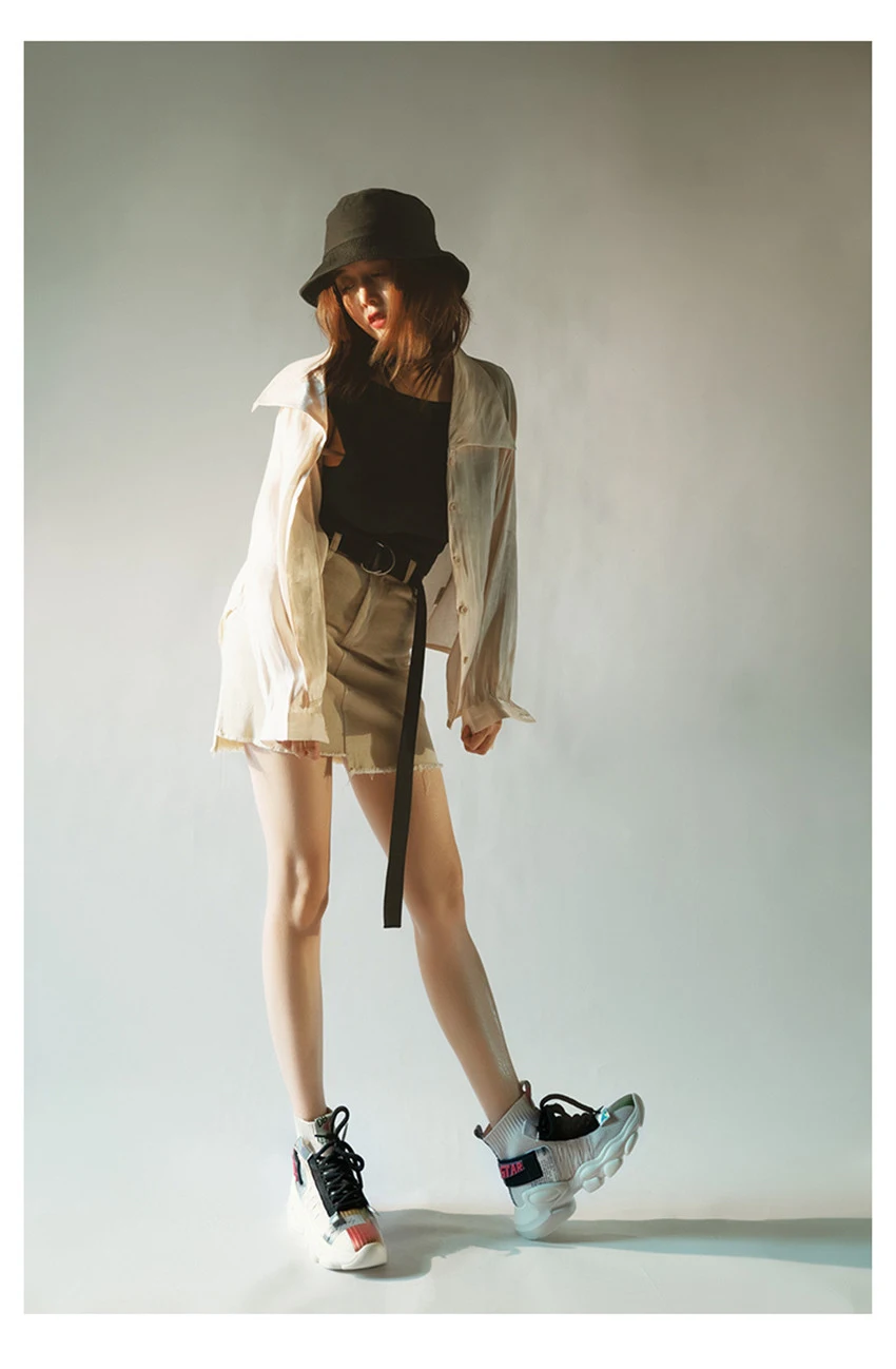 IGU/женские кроссовки; обувь на плоской платформе; tenis feminino; эластичные носки; флуоресцентная обувь с высоким берцем; женская обувь; большие размеры 41, 42