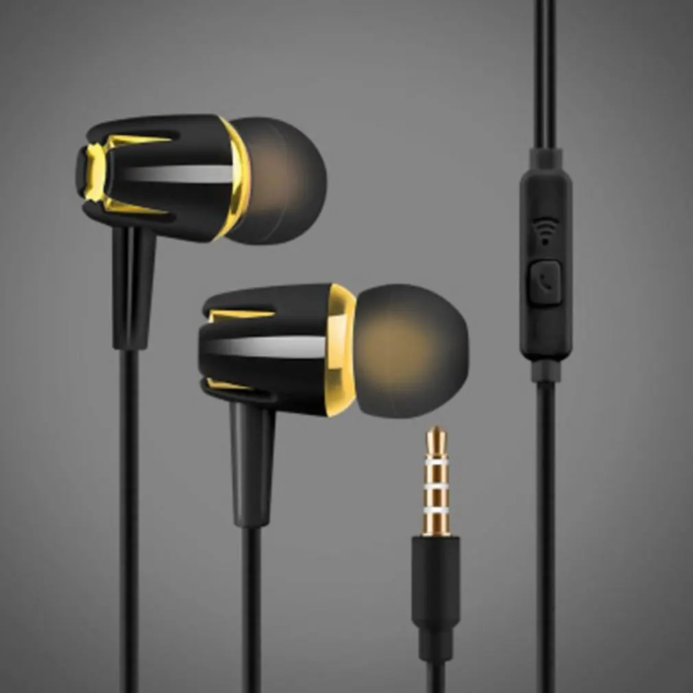 wired earphones electroplating bass sstereo in ear headphones with microphone hansfree gold call phone headsets for android ios free global shipping