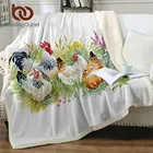 Флисовое одеяло BeddingOutlet с курицей, шерпой, петухом, мягкое пушистое одеяло с животными, цветами, одеяло на заказ, зеленая трава