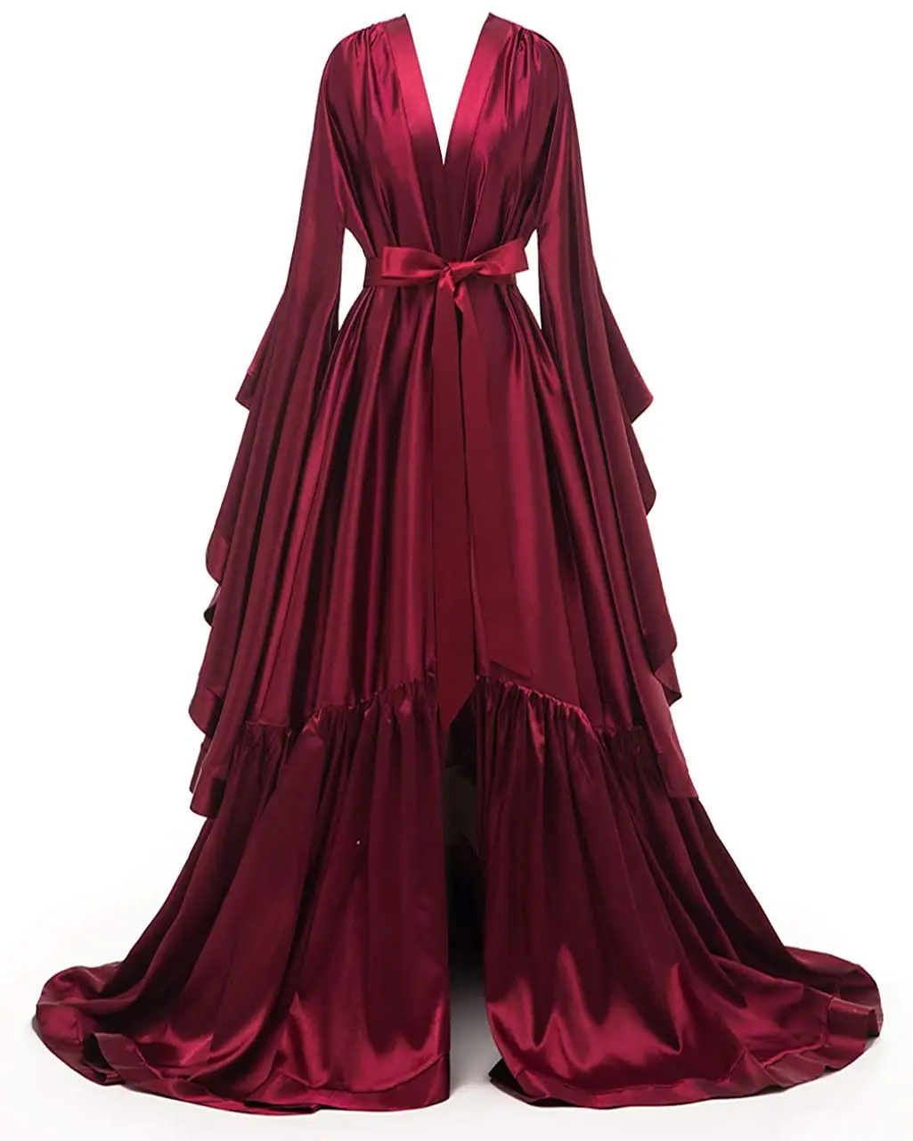 Long Bridal Robes Shiny Silk Satin Bridesmaid Wedding Bachelorette Party Nightgown Bathrobe