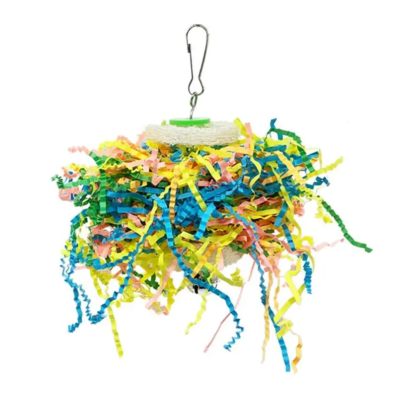 

5Pcs Bird Parrot Shredding Toys Chewing Foraging Hanging Cage Paper Strings Wire Drawing Ball Toys Relieve Boredom for Grey K3NA