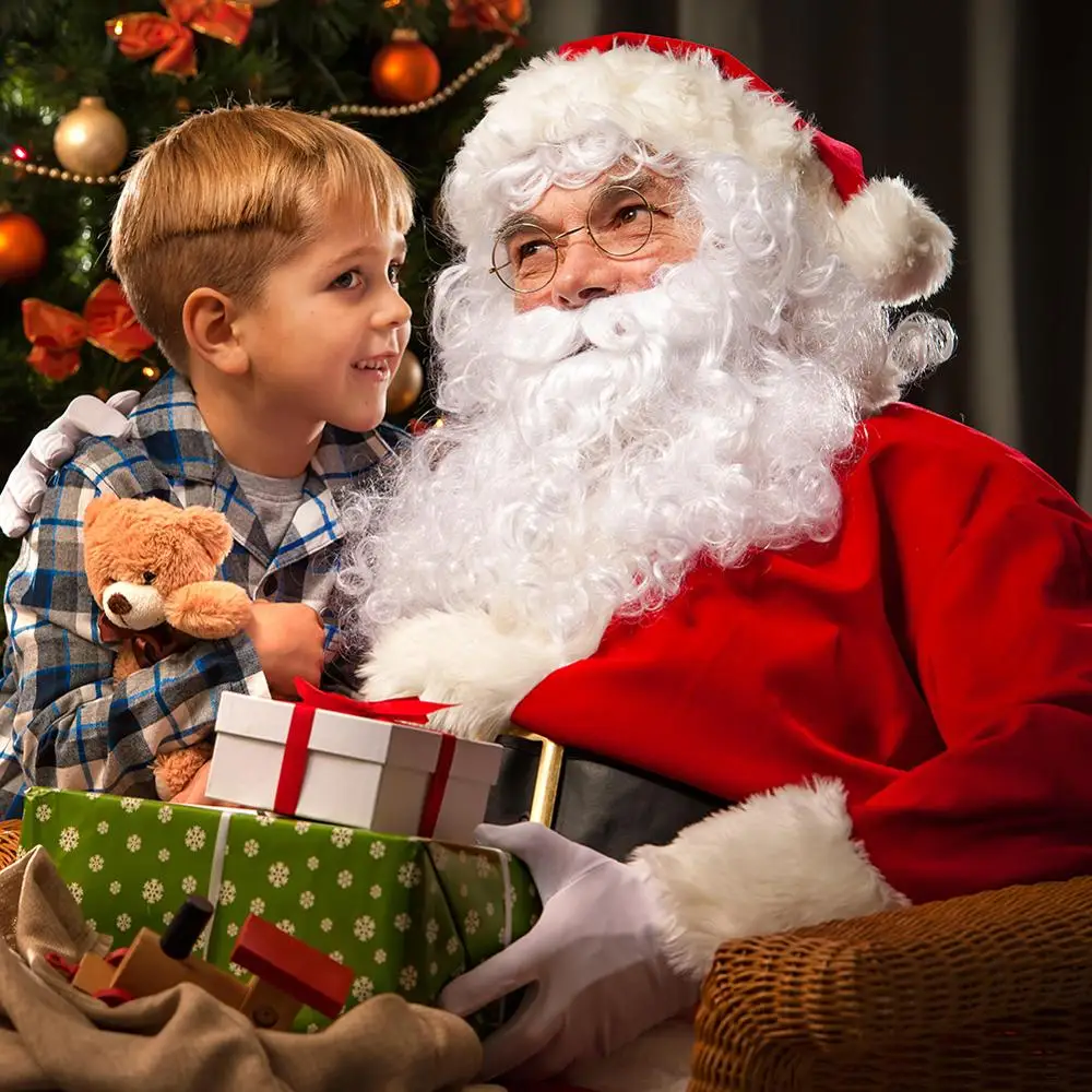 Рождественские украшения 2021 Костюм Санта-Клауса из плюша Отец Костюм Xmas Fancy Dress 100% полиэстер бархатные Домашние принадлежности на.