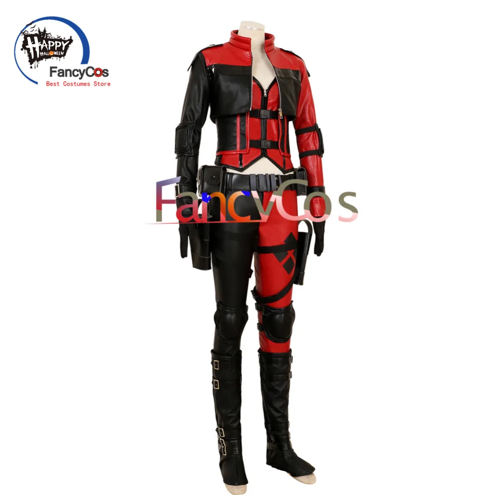 Костюм Харли из супергероя Квинна для косплея жакет искусственной кожи Джокера