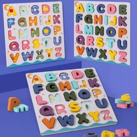 kids wooden 3d alphabet puzzle children capital letter digital geometric early educational toy for toddler gifts