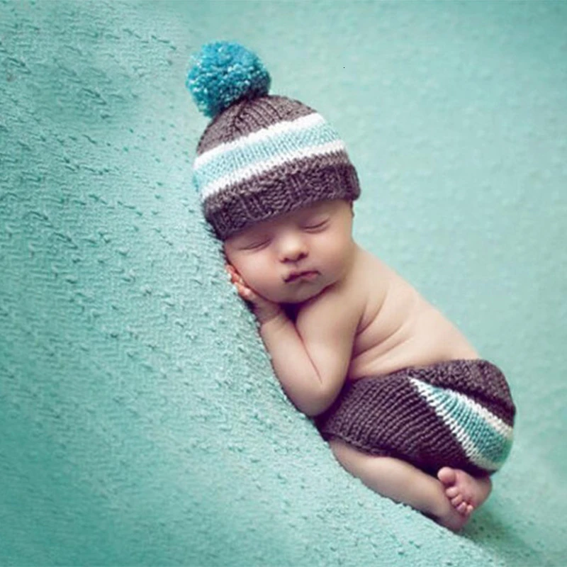 Милый Трикотажный костюм для новорожденных мальчиков и девочек штаны реквизит