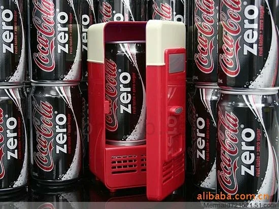 Desktop Mini Fridge USB Gadget Beverage Cans Cooler Warmer Refrigerator With Internal LED Light Car Use | Бытовая техника