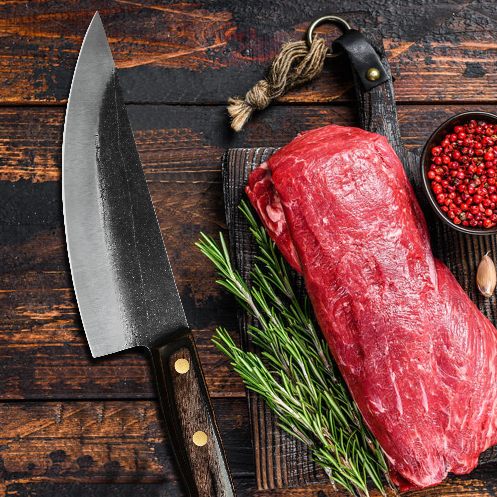 8-дюймовый кухонный нож шеф-повара сантоку из нержавеющей стали Ломтерезка для