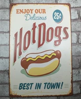 1 pc hotdogs sandwiches tin plate sign plate wall man cave decoration metal art dropshipping poster metal